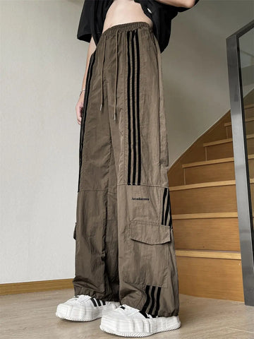 American Retro Striped Wide-Leg Pants Loose Trendy Matching Straight Casual Sportswear Long Pants